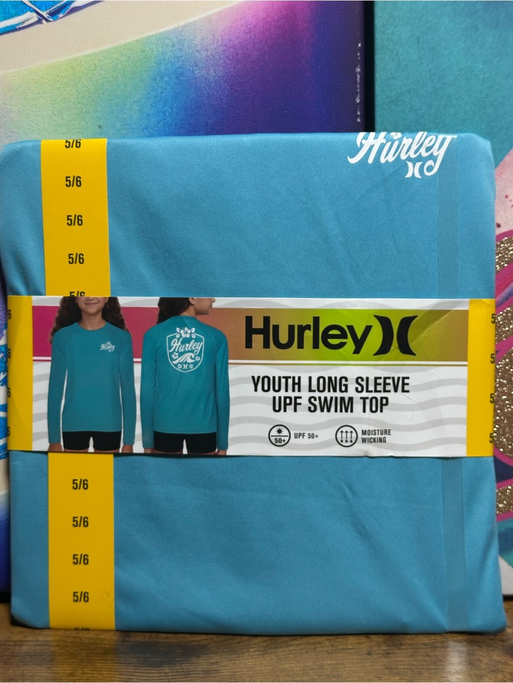 Hurley Youth Girl's Long Sleeve UPF 50+ Moisture Wicking Swim Top (Blue, 5/6)